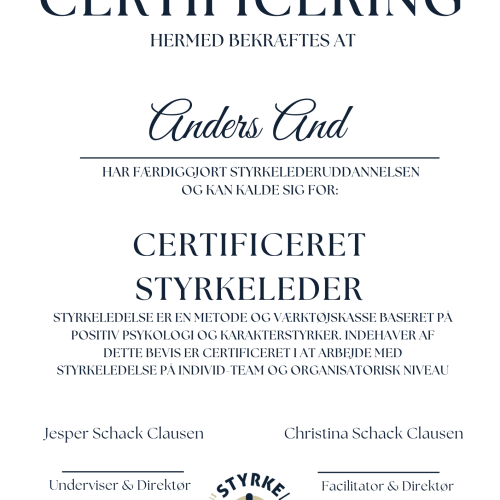En certificering i styrkebaseret ledelse