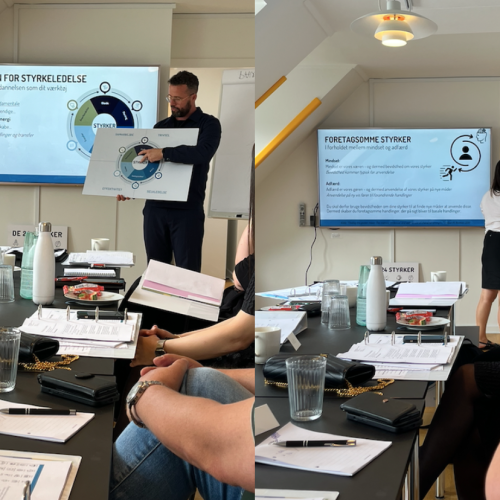 En certificeret Styrkeleder i aktion, der anvender værktøjer fra Styrkelederuddannelsen.